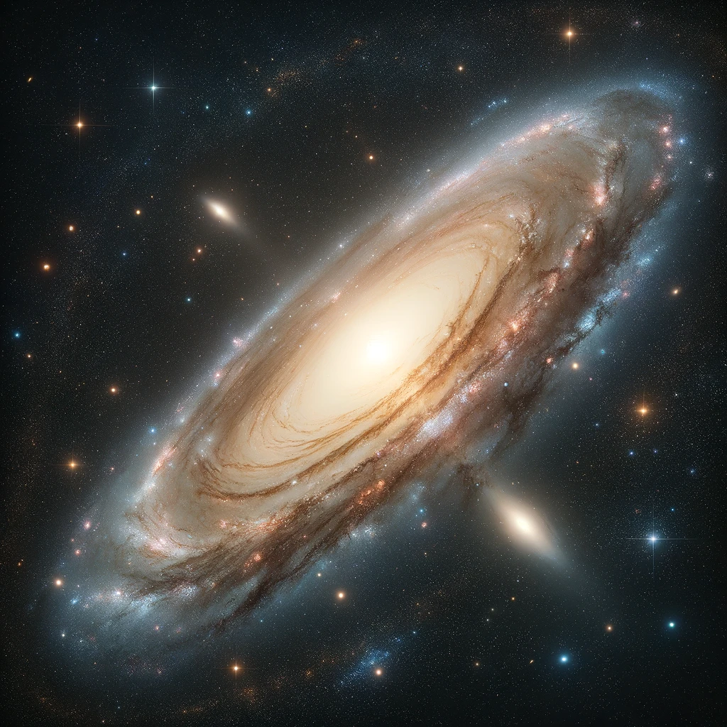 DALL·E 2024-03-14 21.13.04 - Create an image of the Andromeda Galaxy (M31), showcasing its majestic spiral structure. The galaxy should be depicted with its bright core and spiral.webp